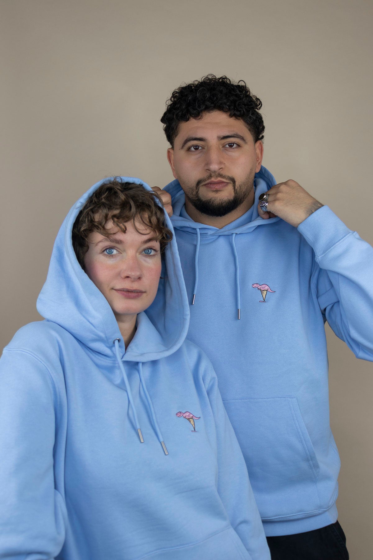 Tiry Eis Unisex Dino Hoodie Blau
