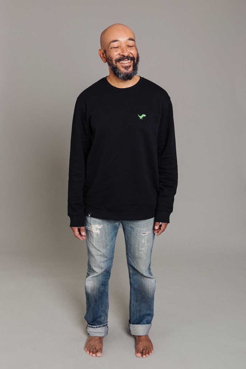 TIRY Unisex Dino Sweatshirt Schwarz Fair Vegan und Nachhaltig Kreuzueber