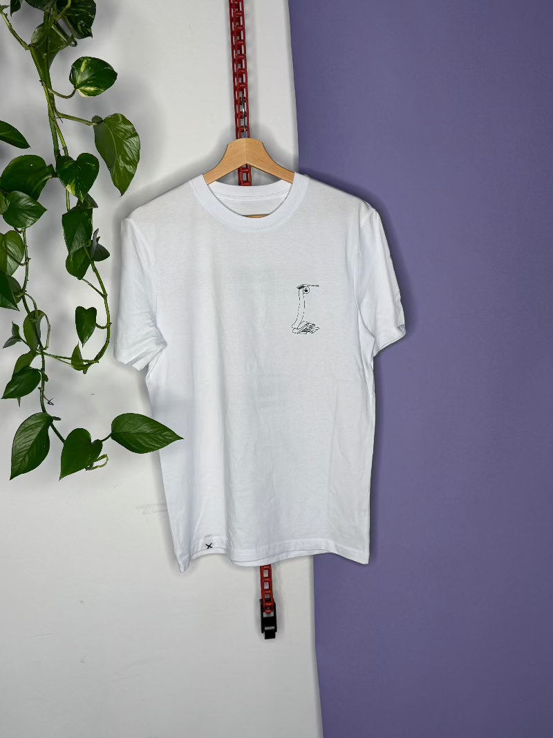 KLO TIRY Unisex Dino T-Shirt Weiss mit Schwarzem Druck