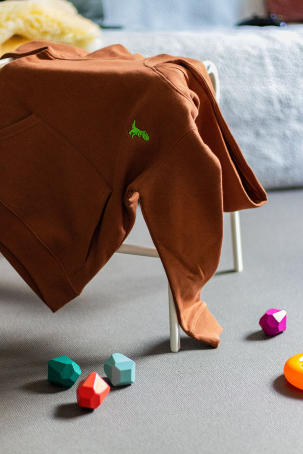 Tiry Unisex Dino Hoodie Kinder Karamell